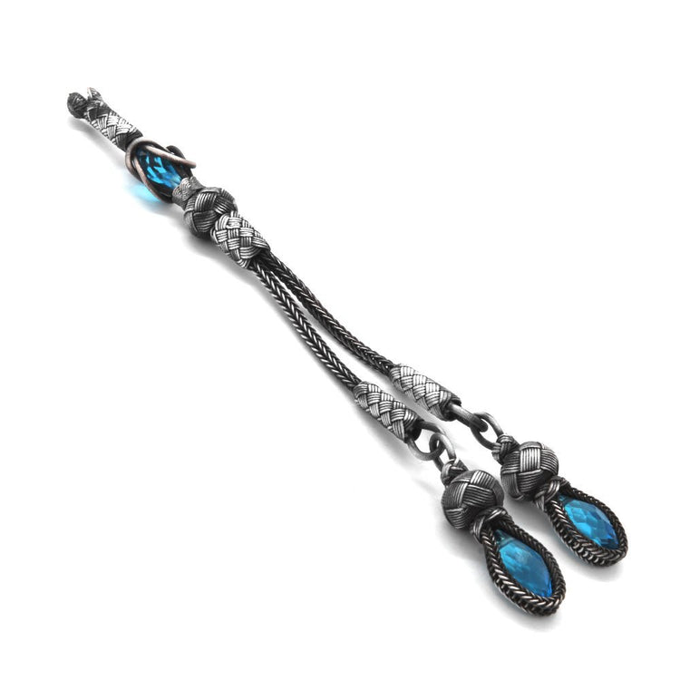 2 - Piece 1000 Sterling Silver Kazaz Tassel with Turquoise Zircon Stone - EFENDINA PAZAR - Tesbihane - 117000190