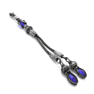 2 Piece 1000 Sterling Silver Tassel with Navy Blue Zircon - EFENDINA PAZAR - Tesbihane - 117000108