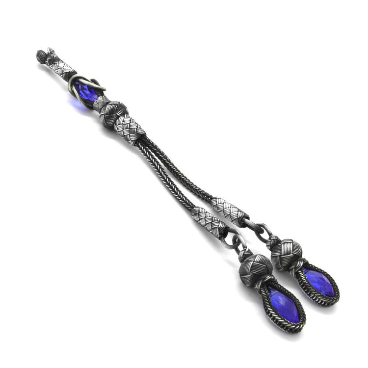 2 Piece 1000 Sterling Silver Tassel with Navy Blue Zircon - EFENDINA PAZAR - Tesbihane - 117000108