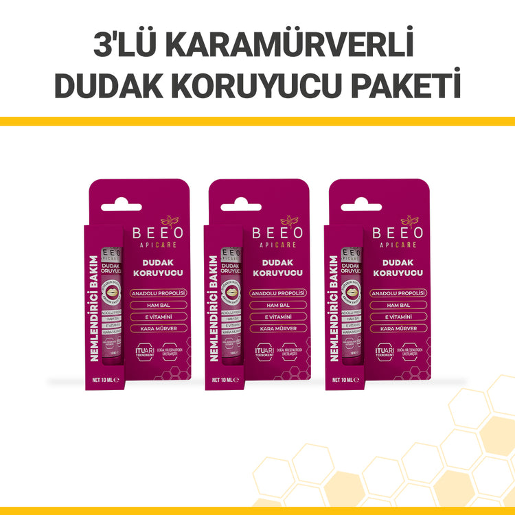 Beeo 3 Pack Elderberry Lip Balm