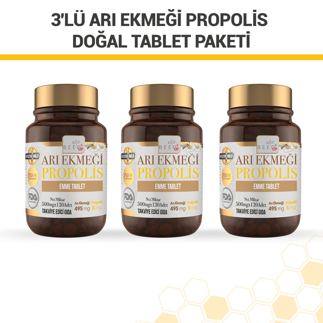 Beeo 3 Pack Bee Bread Propolis Natural Tablets