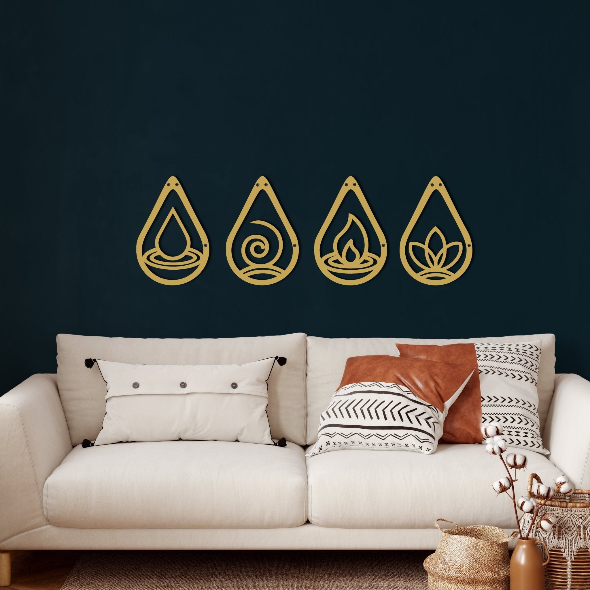 4 Elements Drop Metal Wall Decoration - EFENDINA PAZAR - Dekadron - 5398 4 Element Damla