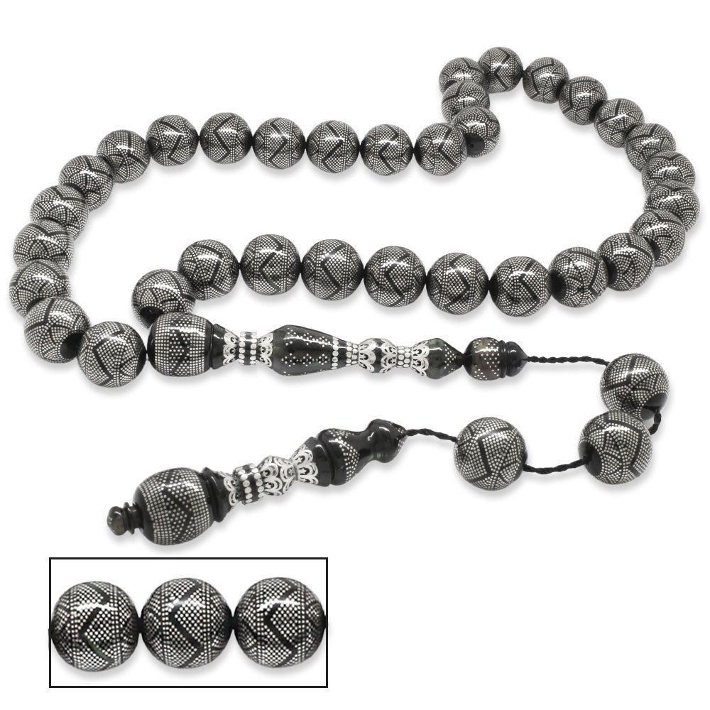 45,300 Alloy Çakım İsmail Ekelik Workmanship Green Amber Rosary - EFENDINA PAZAR - Tesbihane - 101004573