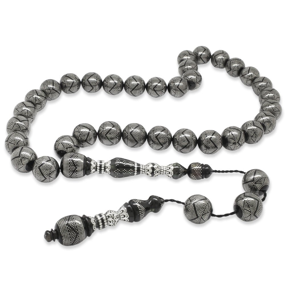 45,300 Alloy Çakım İsmail Ekelik Workmanship Green Amber Rosary - EFENDINA PAZAR - Tesbihane - 101004573