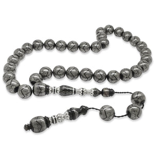 45,300 Alloy Çakım İsmail Ekelik Workmanship Green Amber Rosary - EFENDINA PAZAR - Tesbihane - 101004573