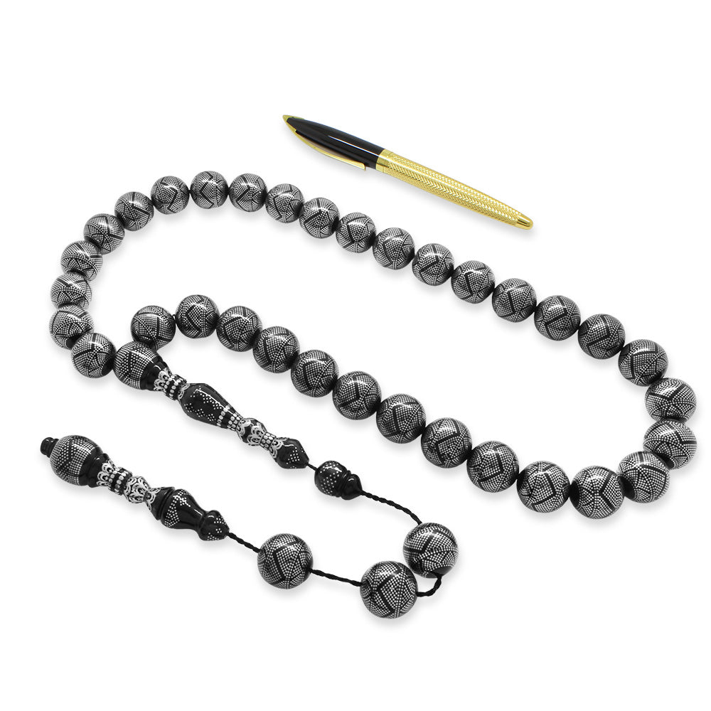 45,300 Alloy Çakım İsmail Ekelik Workmanship Green Amber Rosary - EFENDINA PAZAR - Tesbihane - 101004573