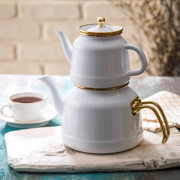 Emsan Troy Maxi Induction-Based Enamel Teapot Set | Elegant & Durable