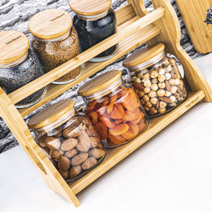 8 Piece Glass Spice Set with Bambum Bench Stand - EFENDINA PAZAR - BAMBUM - 8681734446337