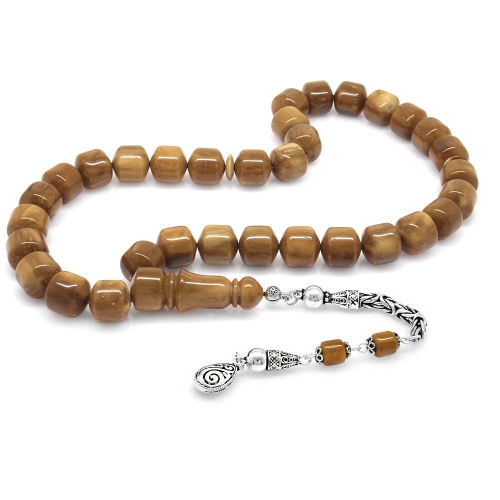 925 Sterling King Chain Tasseled Large Size Capsule Cut Polished Kuka Rosary - EFENDINA PAZAR - Tesbihane - 101003950