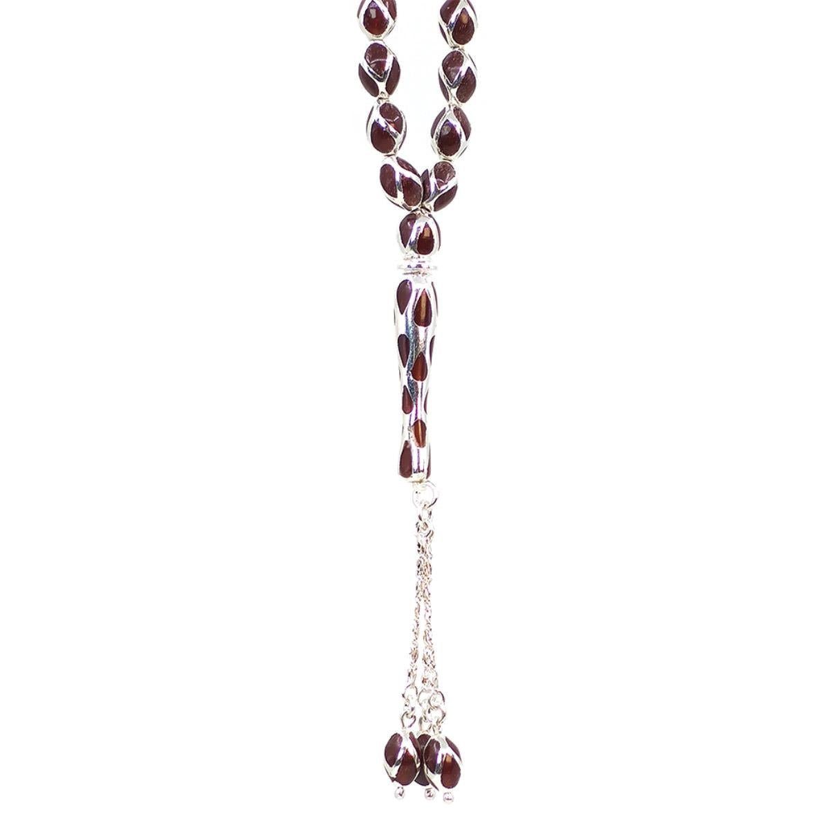 925 Sterling Silver Amber Prayer Beads - EFENDINA PAZAR - Ve Tesbih - vealisveris - Z1476