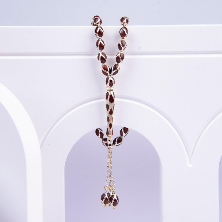 925 Sterling Silver Amber Prayer Beads - EFENDINA PAZAR - Ve Tesbih - vealisveris - Z1476