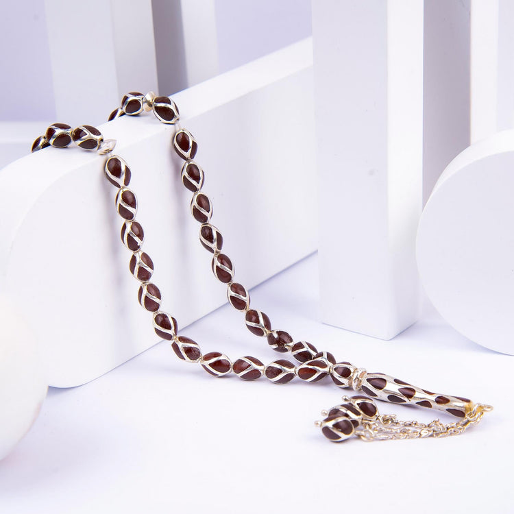 925 Sterling Silver Amber Prayer Beads - EFENDINA PAZAR - Ve Tesbih - vealisveris - Z1476