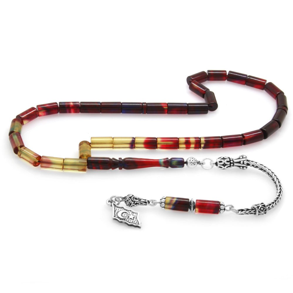 925 Sterling Silver Amber Rosary with Tassels - EFENDINA PAZAR - Tesbihane - 101003272
