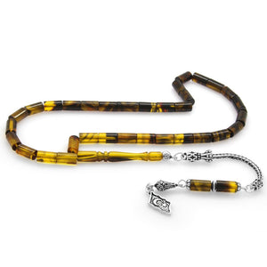 925 Sterling Silver Bala - Black Fire Amber Rosary - EFENDINA PAZAR - Tesbihane - 101003274