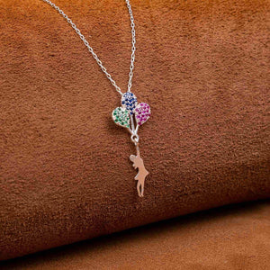 925 Sterling Silver Balloon Girl Model Necklace - EFENDINA PAZAR - Ve Tesbih - vealisveris - Z3155