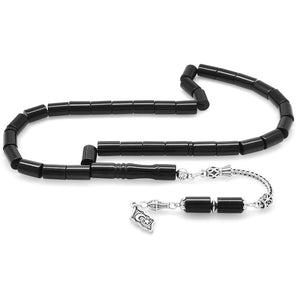 925 Sterling Silver Black Amber Prayer Beads - EFENDINA PAZAR - Tesbihane - 101003267