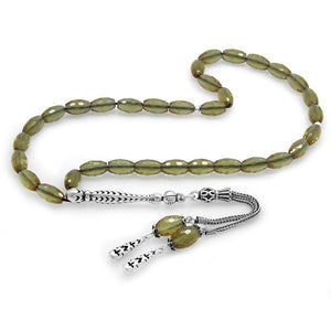 925 Sterling Silver Double Tasseled Faceted Barley Cut Sultanite Rosary - EFENDINA PAZAR - Tesbihane - 101003585