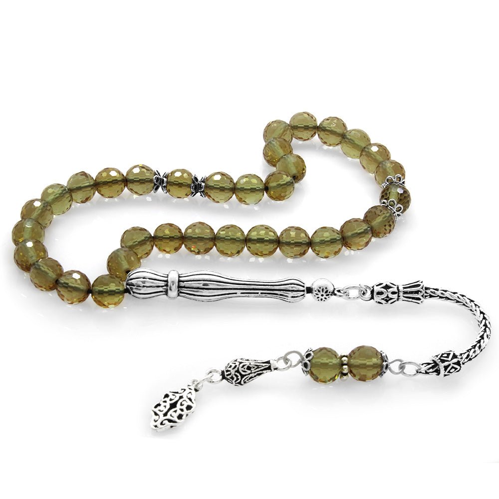 925 Sterling Silver Faceted Sultanite Rosary with Tassels - EFENDINA PAZAR - Tesbihane - 101001300