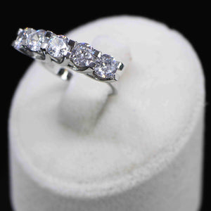 925 Sterling Silver Five Stone Ring with Zircon Stone - EFENDINA PAZAR - Ve Tesbih - 