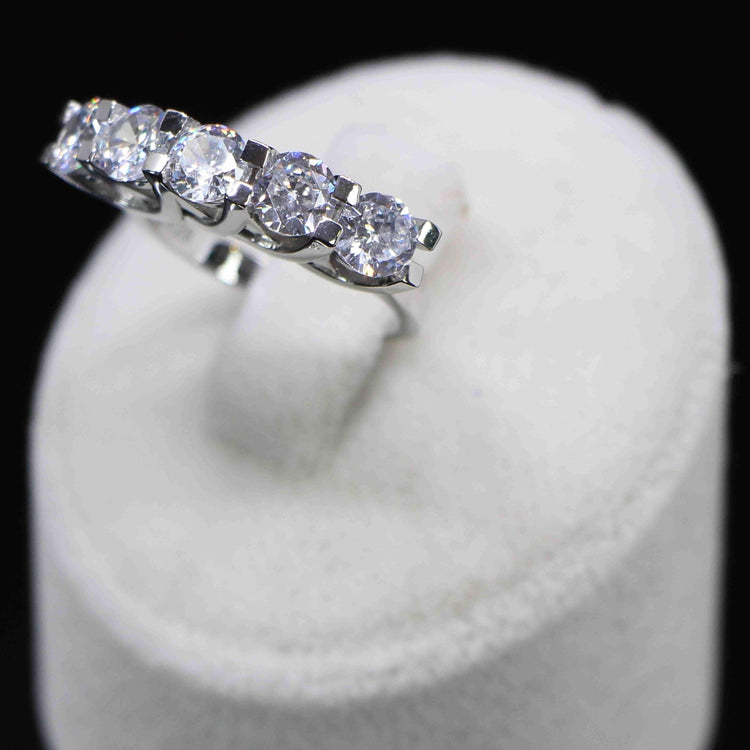 925 Sterling Silver Five Stone Ring with Zircon Stone - EFENDINA PAZAR - Ve Tesbih - 