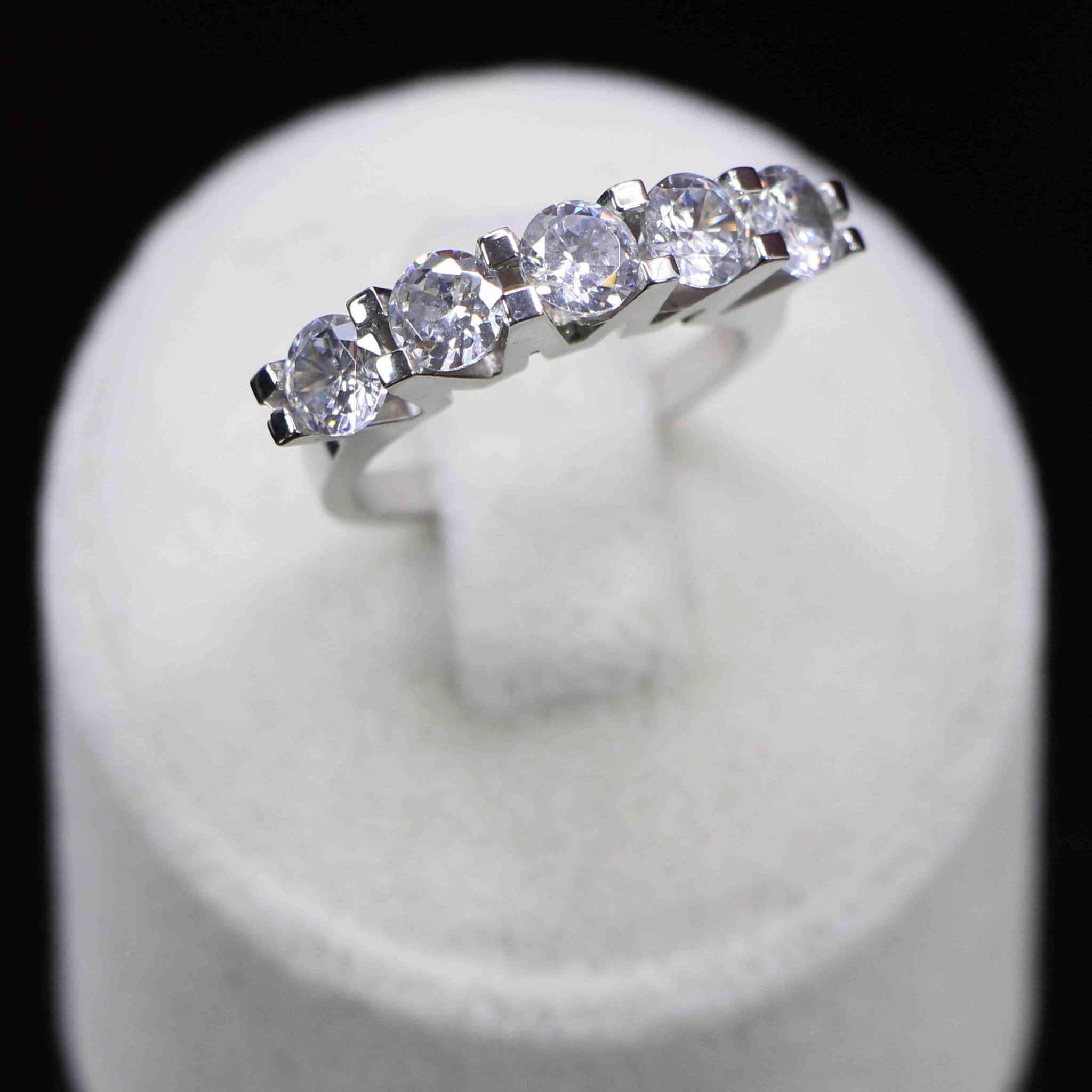 925 Sterling Silver Five Stone Ring with Zircon Stone - EFENDINA PAZAR - Ve Tesbih - 