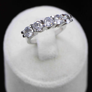 925 Sterling Silver Five Stone Ring with Zircon Stone - EFENDINA PAZAR - Ve Tesbih - 