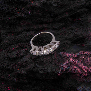 925 Sterling Silver Five Stone Ring with Zircon Stone - EFENDINA PAZAR - Ve Tesbih - 