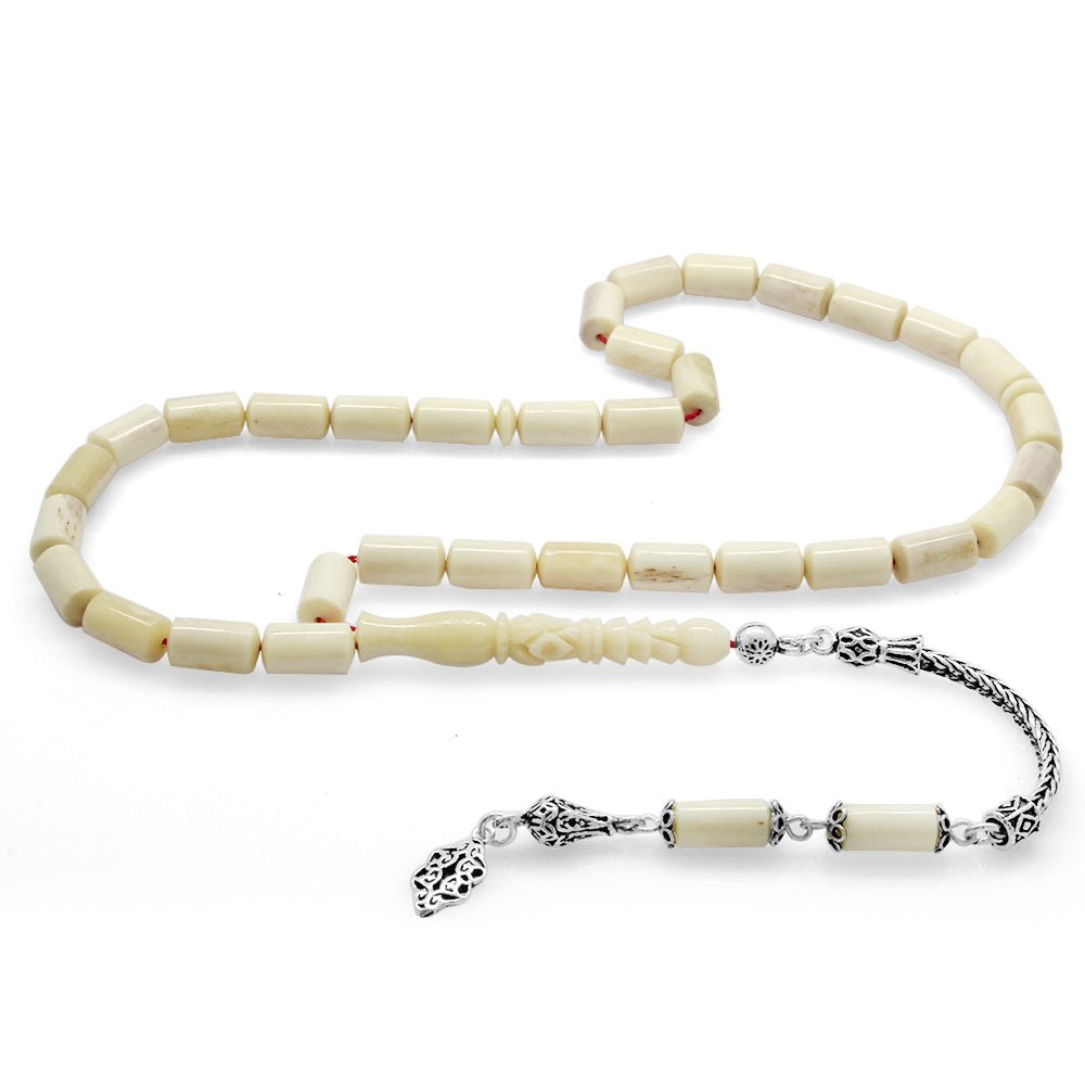 925 Sterling Silver Imitation Workmanship Camel Bone Rosary - EFENDINA PAZAR - Tesbihane - 101003813