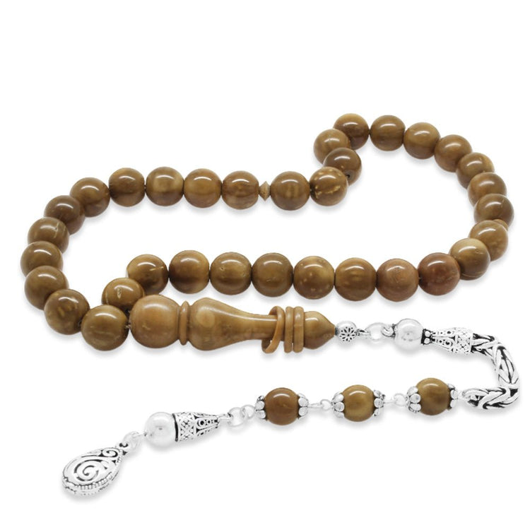 925 Sterling Silver King Chain Tassel Light Color Sphere Cut Polished Kuka Rosary - EFENDINA PAZAR - Tesbihane - 101004774