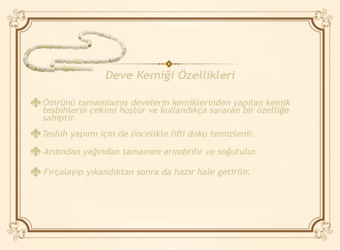 925 Sterling Silver King Chain Tasseled Barley Cut Ebony Combination Natural Camel Bone Rosary - EFENDINA PAZAR - Tesbihane - 101004763