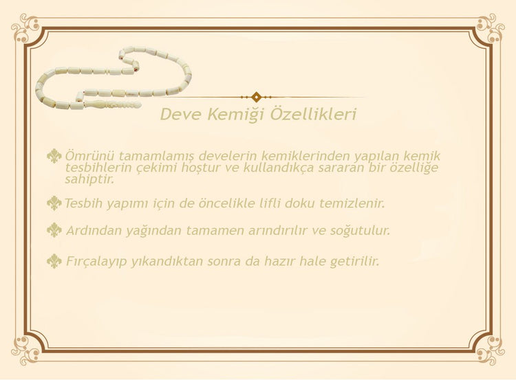 925 Sterling Silver King Chain Tasseled Barley Cut Ebony Combination Natural Camel Bone Rosary - EFENDINA PAZAR - Tesbihane - 101004763