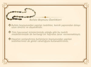 925 Sterling Silver King Chain Tasseled Barley Cut Natural Color Buffalo Horn Prayer Beads - EFENDINA PAZAR - Tesbihane - 101004777