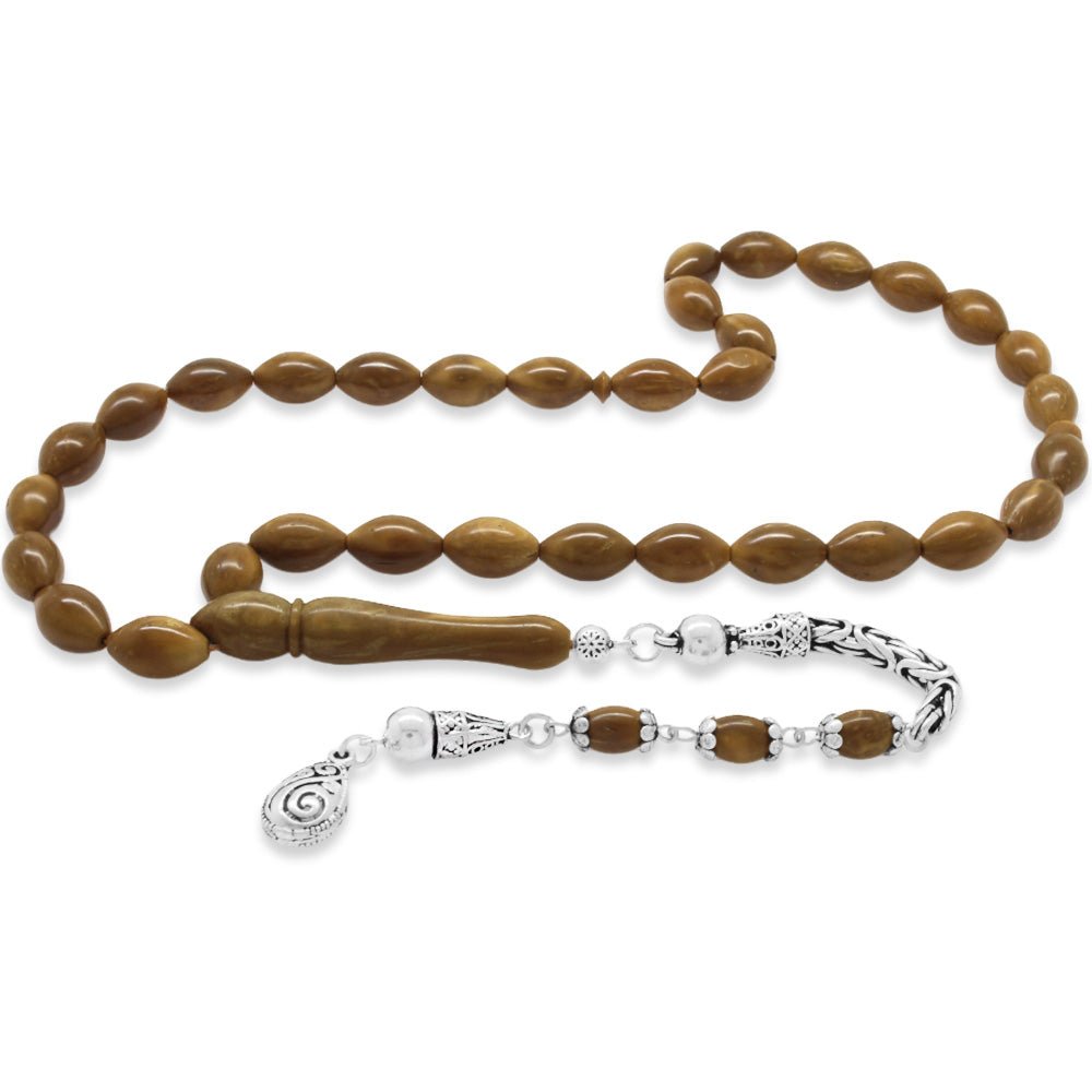 925 Sterling Silver King Chain Tasseled Exclusive Color Barley Cut Kuka Rosary - EFENDINA PAZAR - Tesbihane - 101004771