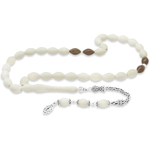 925 Sterling Silver King Tassel Barley Cut Kuka Combination Camel Bone Rosary - EFENDINA PAZAR - Tesbihane - 101004758