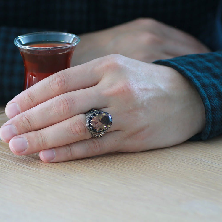 925 Sterling Silver Men Ring with Zultanite Stone - EFENDINA PAZAR - Tesbihane - 102002416