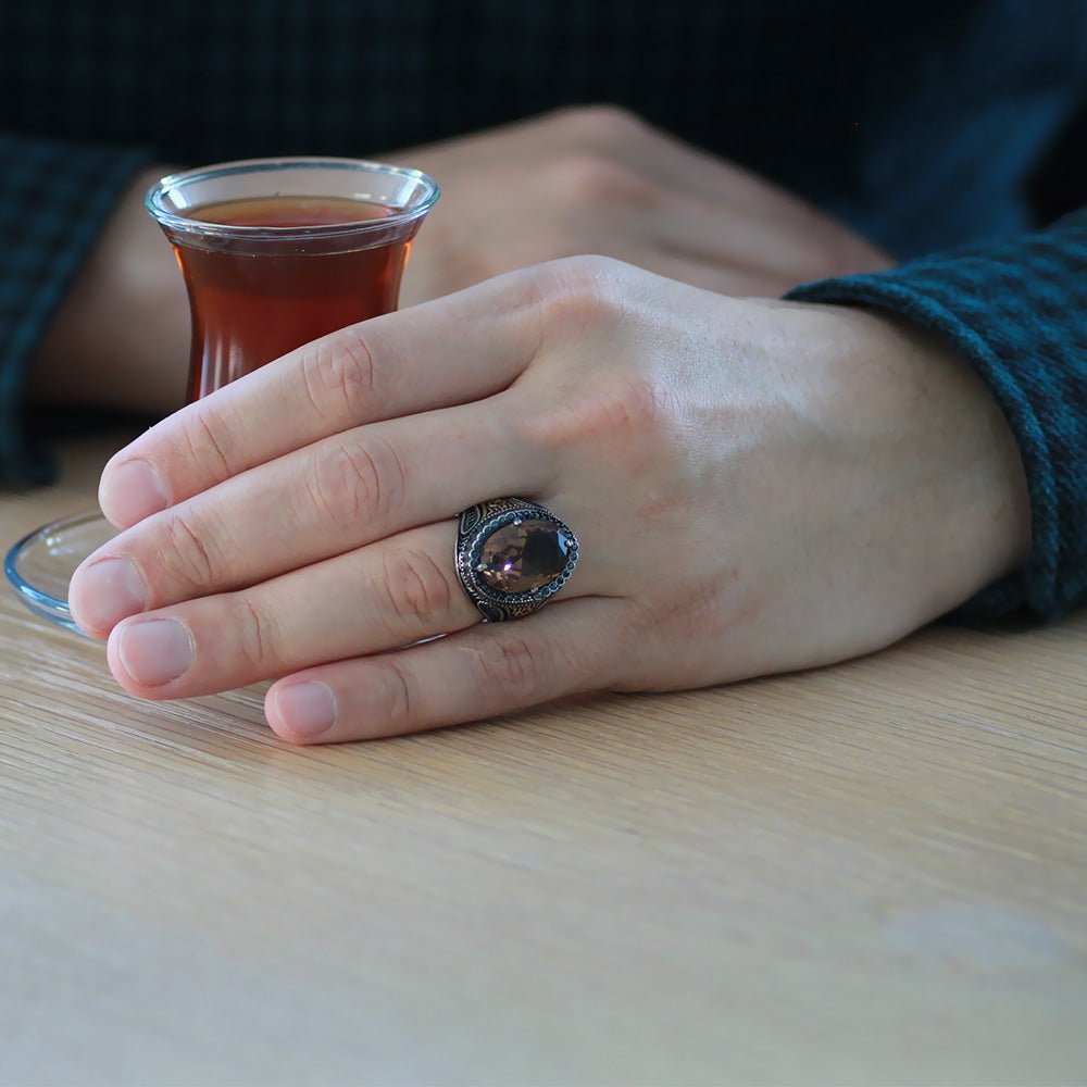 925 Sterling Silver Men Ring with Zultanite Stone - EFENDINA PAZAR - Tesbihane - 102002417