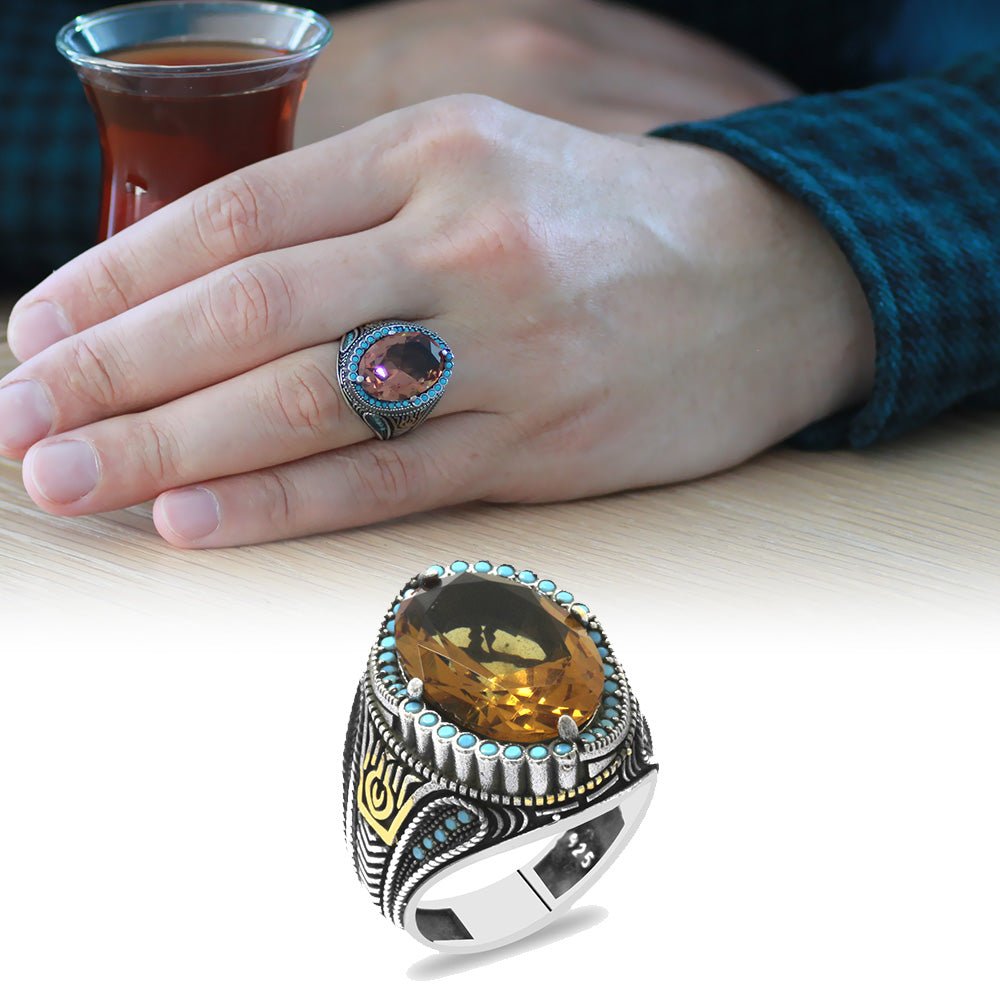 925 Sterling Silver Men Ring with Zultanite Stone - EFENDINA PAZAR - Tesbihane - 102002418