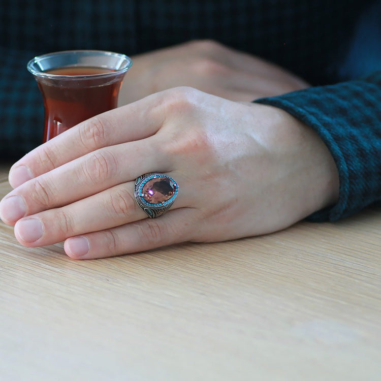 925 Sterling Silver Men Ring with Zultanite Stone - EFENDINA PAZAR - Tesbihane - 102002418