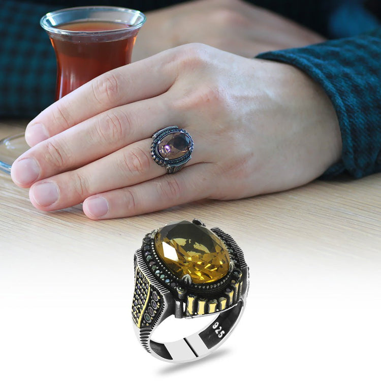 925 Sterling Silver Men Ring with Zultanite Stone - EFENDINA PAZAR - Tesbihane - 102002419