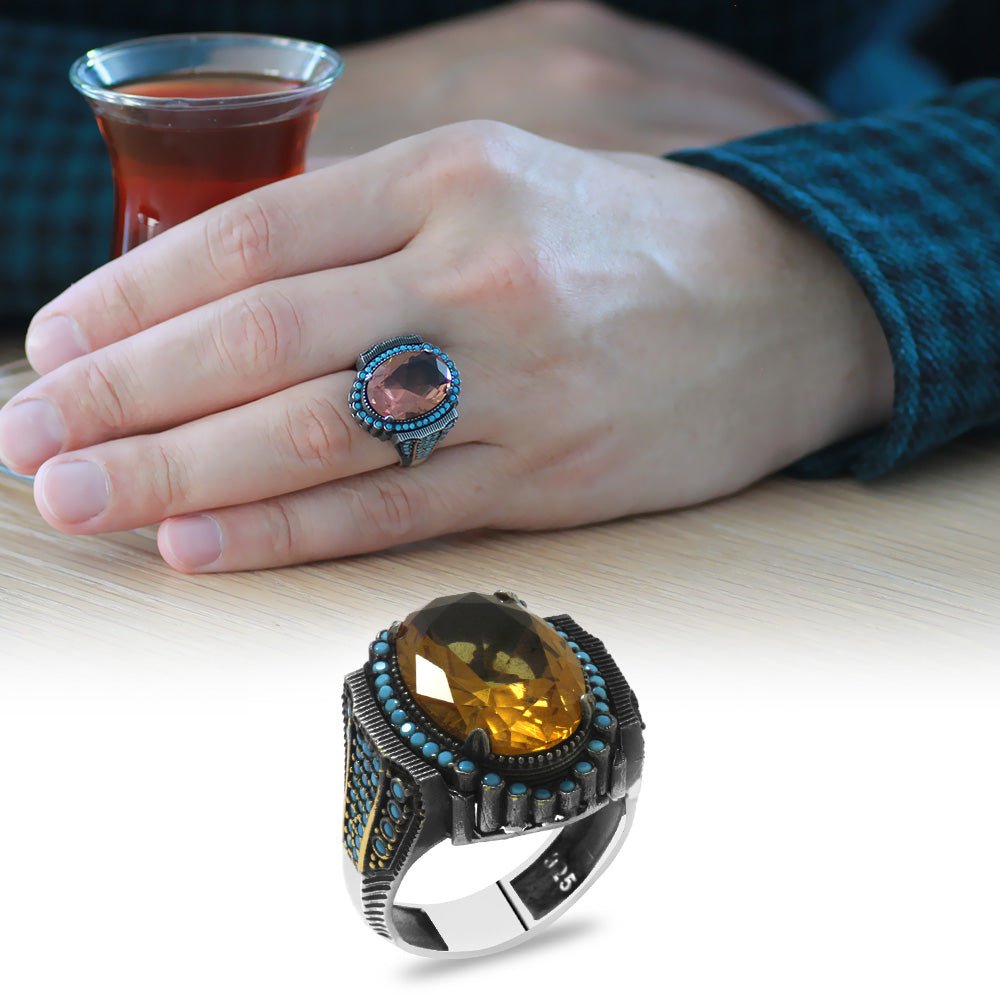 925 Sterling Silver Men Ring with Zultanite Stone - EFENDINA PAZAR - Tesbihane - 102002420