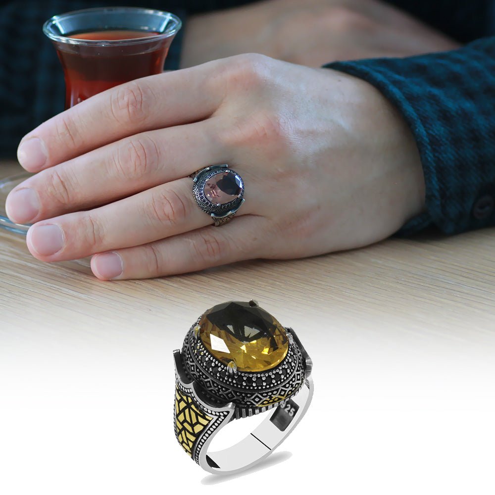 925 Sterling Silver Men Ring with Zultanite Stone - EFENDINA PAZAR - Tesbihane - 102002421