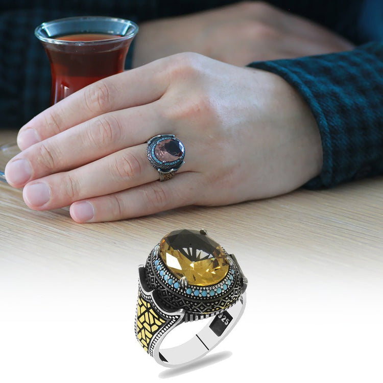 925 Sterling Silver Men Ring with Zultanite Stone - EFENDINA PAZAR - Tesbihane - 1020024222