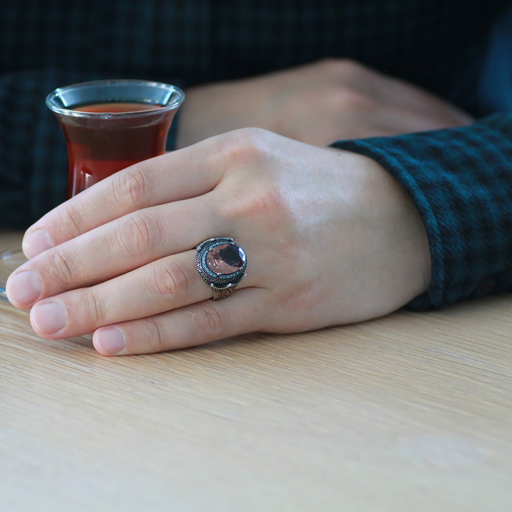 925 Sterling Silver Men Ring with Zultanite Stone - EFENDINA PAZAR - Tesbihane - 1020024222