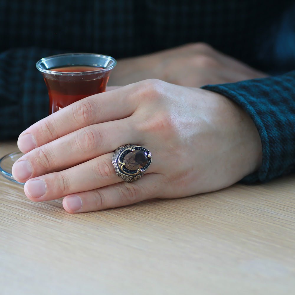 925 Sterling Silver Men Ring with Zultanite Stone - EFENDINA PAZAR - Tesbihane - 102002423