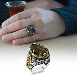 925 Sterling Silver Men Ring with Zultanite Stone - EFENDINA PAZAR - Tesbihane - 102002424
