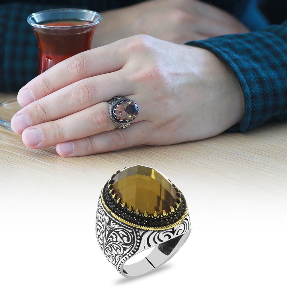 925 Sterling Silver Men Ring with Zultanite Stone - EFENDINA PAZAR - Tesbihane - 102002429