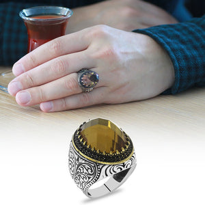 925 Sterling Silver Men Ring with Zultanite Stone - EFENDINA PAZAR - Tesbihane - 102002429
