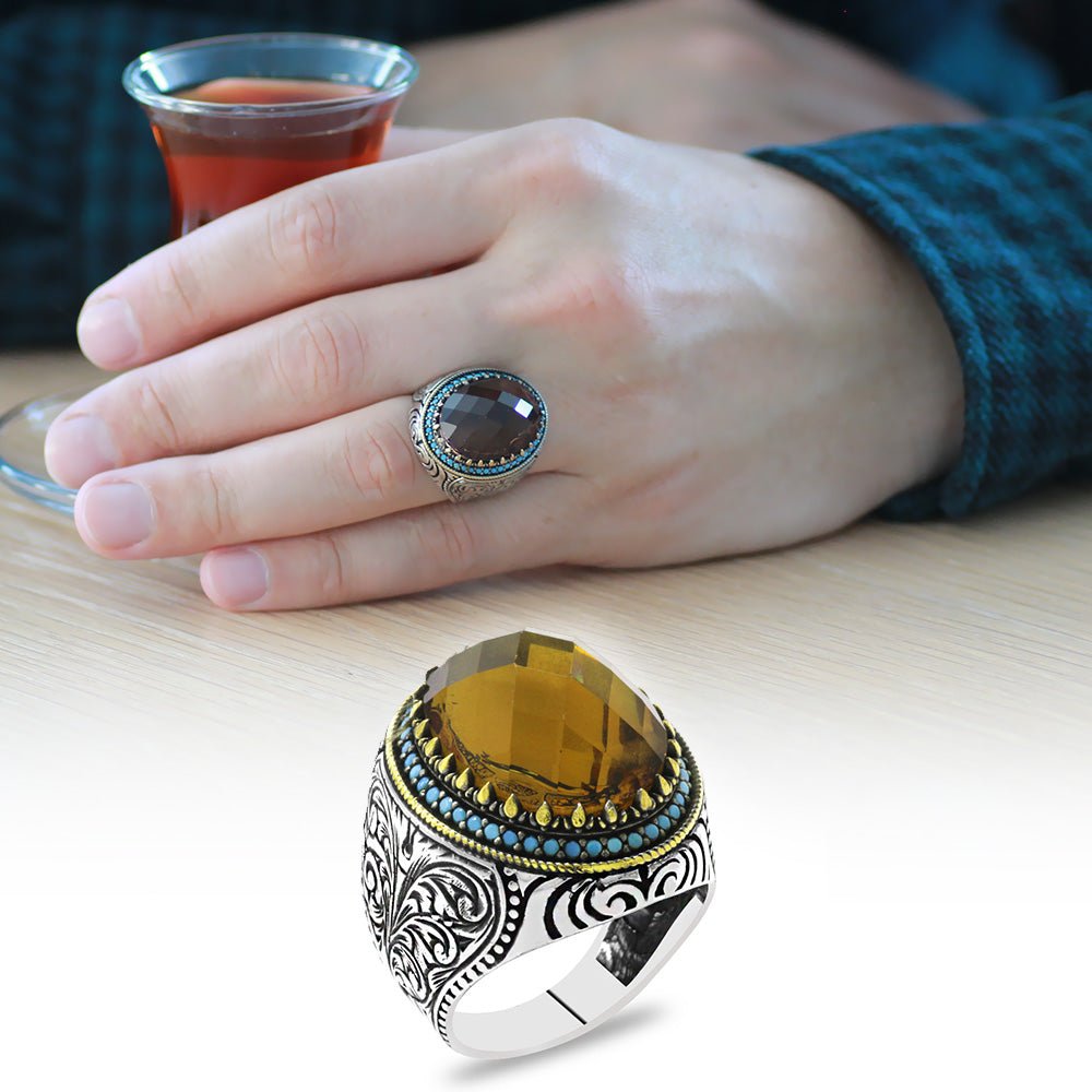 925 Sterling Silver Men Ring with Zultanite Stone - EFENDINA PAZAR - Tesbihane - 102002430