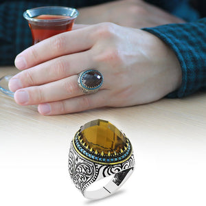 925 Sterling Silver Men Ring with Zultanite Stone - EFENDINA PAZAR - Tesbihane - 102002430