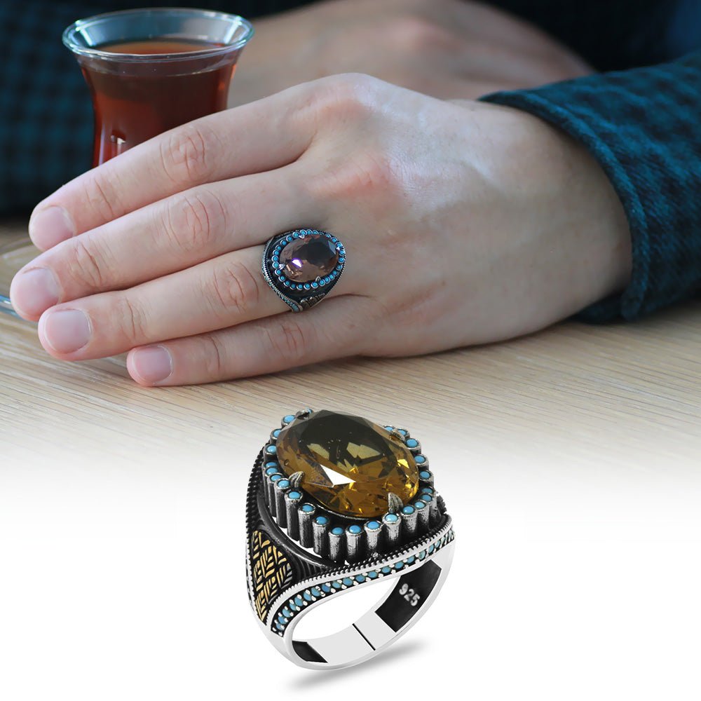 925 Sterling Silver Men Ring with Zultanite Stone - EFENDINA PAZAR - Tesbihane - 102002433